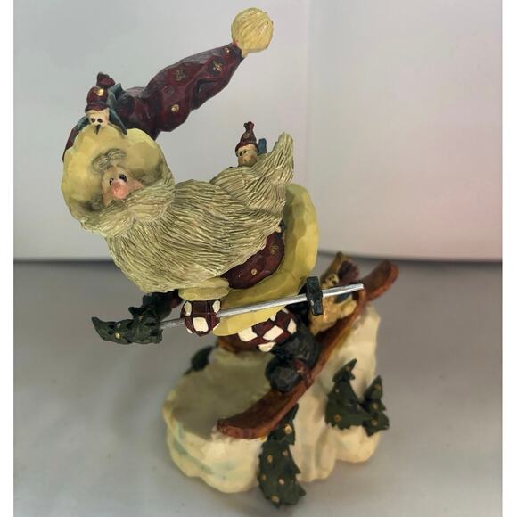 Boyds Bear Carvers Choice Santa Jr In The Nick of Time Skiing Figurine #370100 - Picture 1 of 5